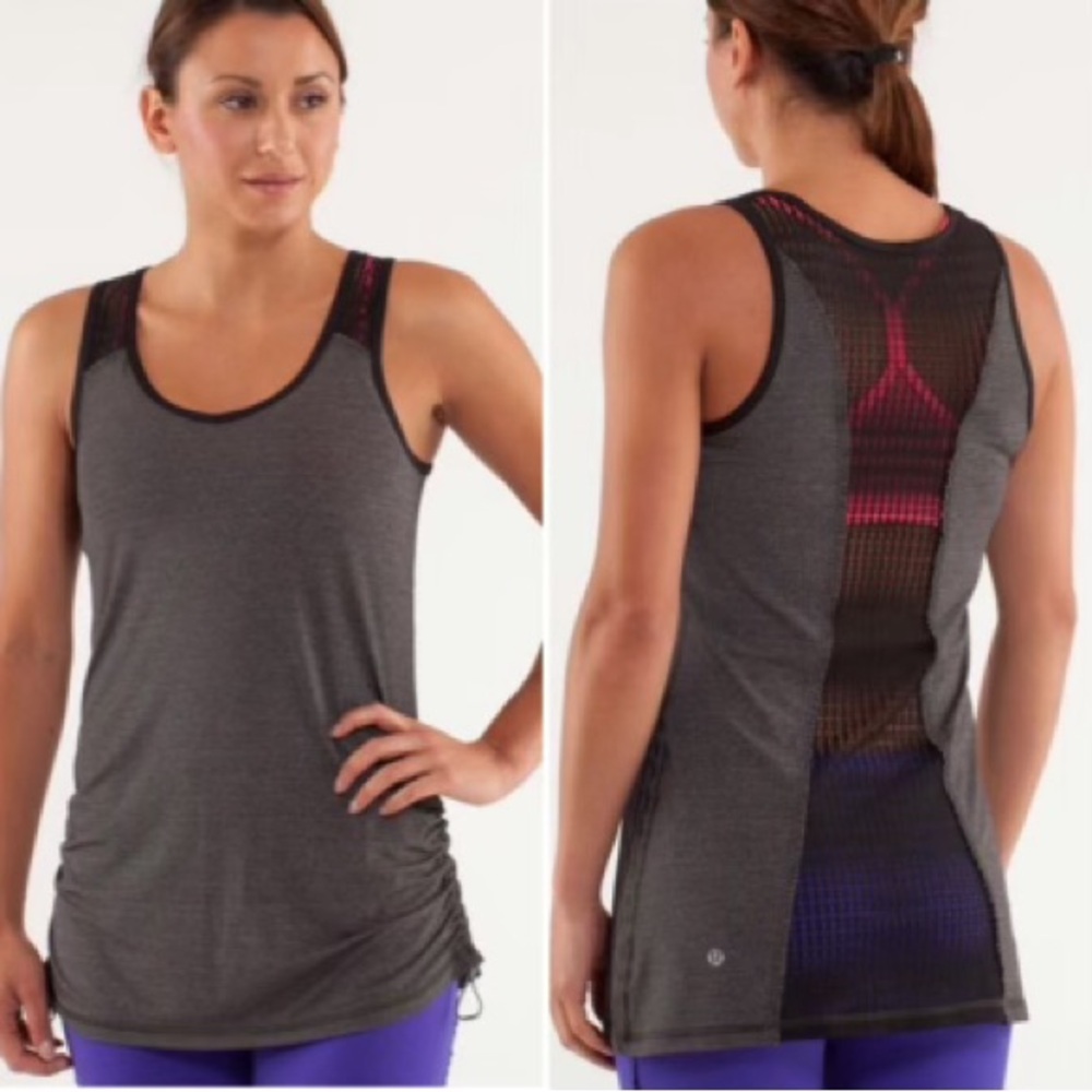 Lululemon Run Black Tie and Fly Ruched Sides Tank - Size 8